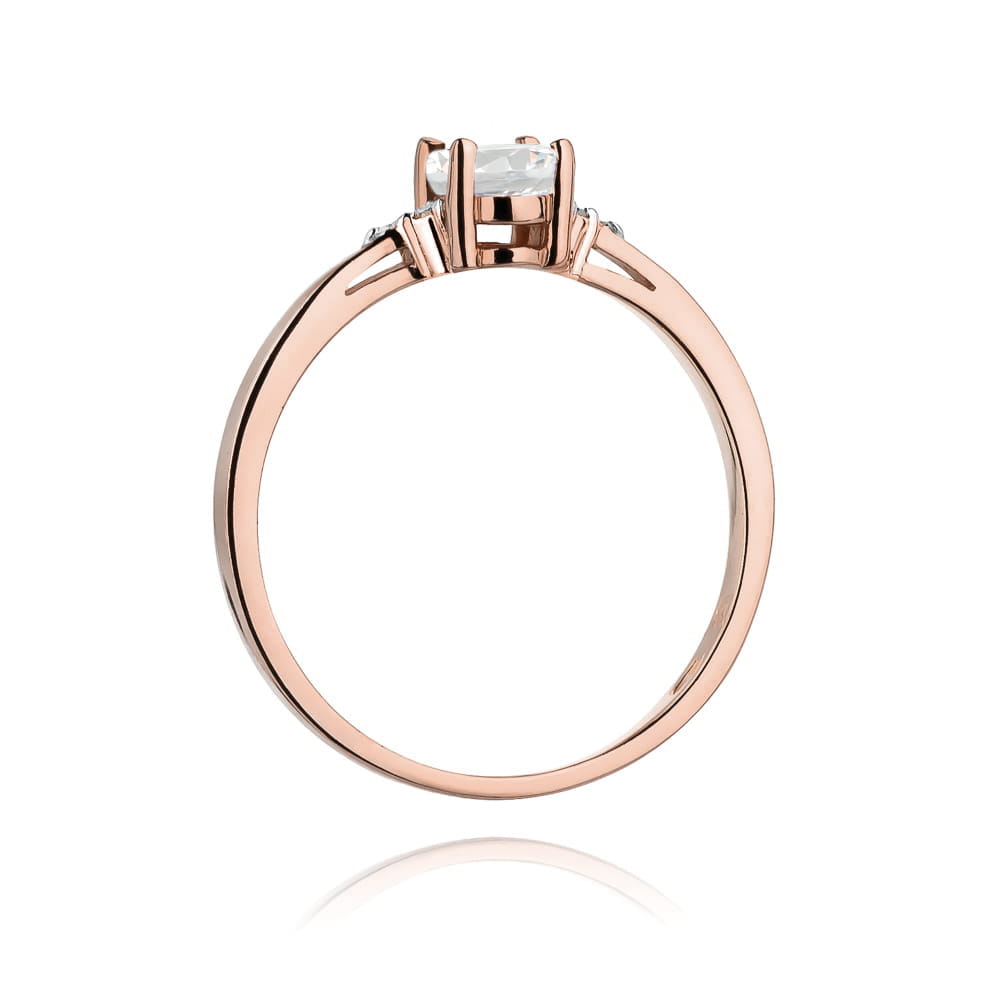 Inel Aur 14K cu Safir Alb 0.50 ct si Diamante Naturale 0.05 ct