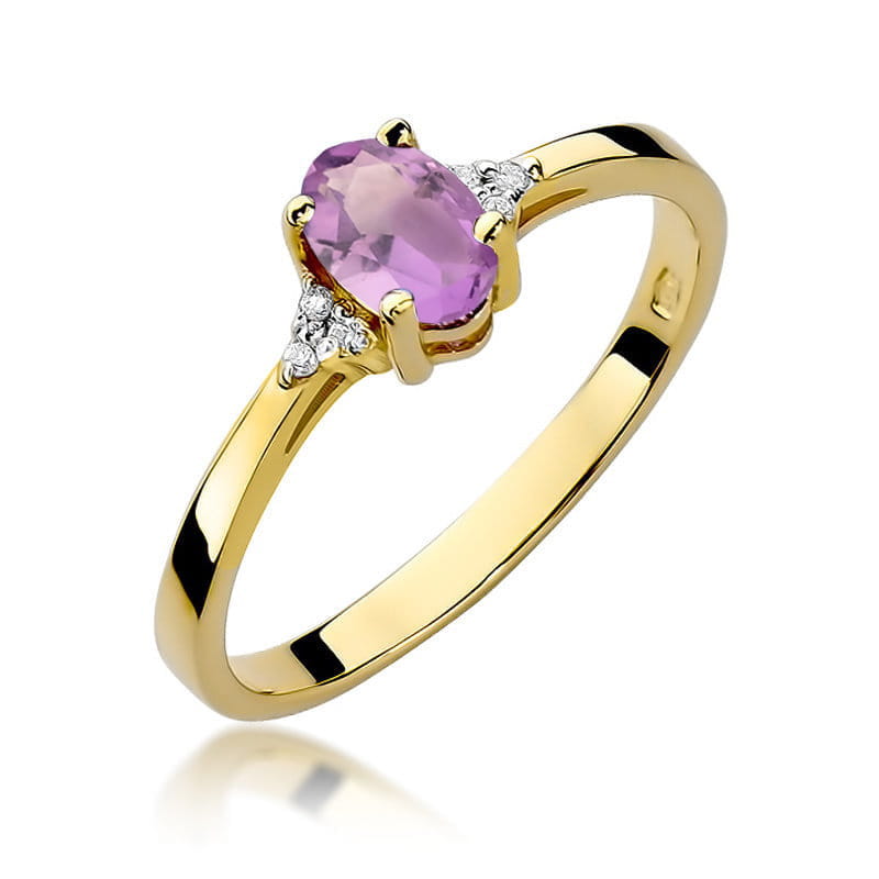 Inel Aur 14K W301 Ametist 0.40ct Diamante