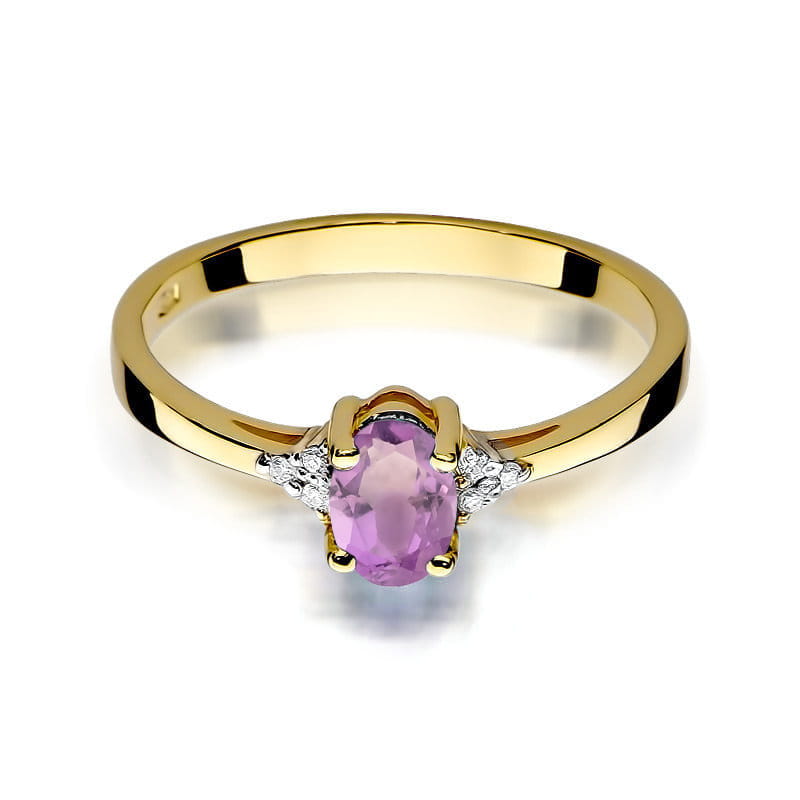 Inel Aur 14K W301 Ametist 0.40ct Diamante
