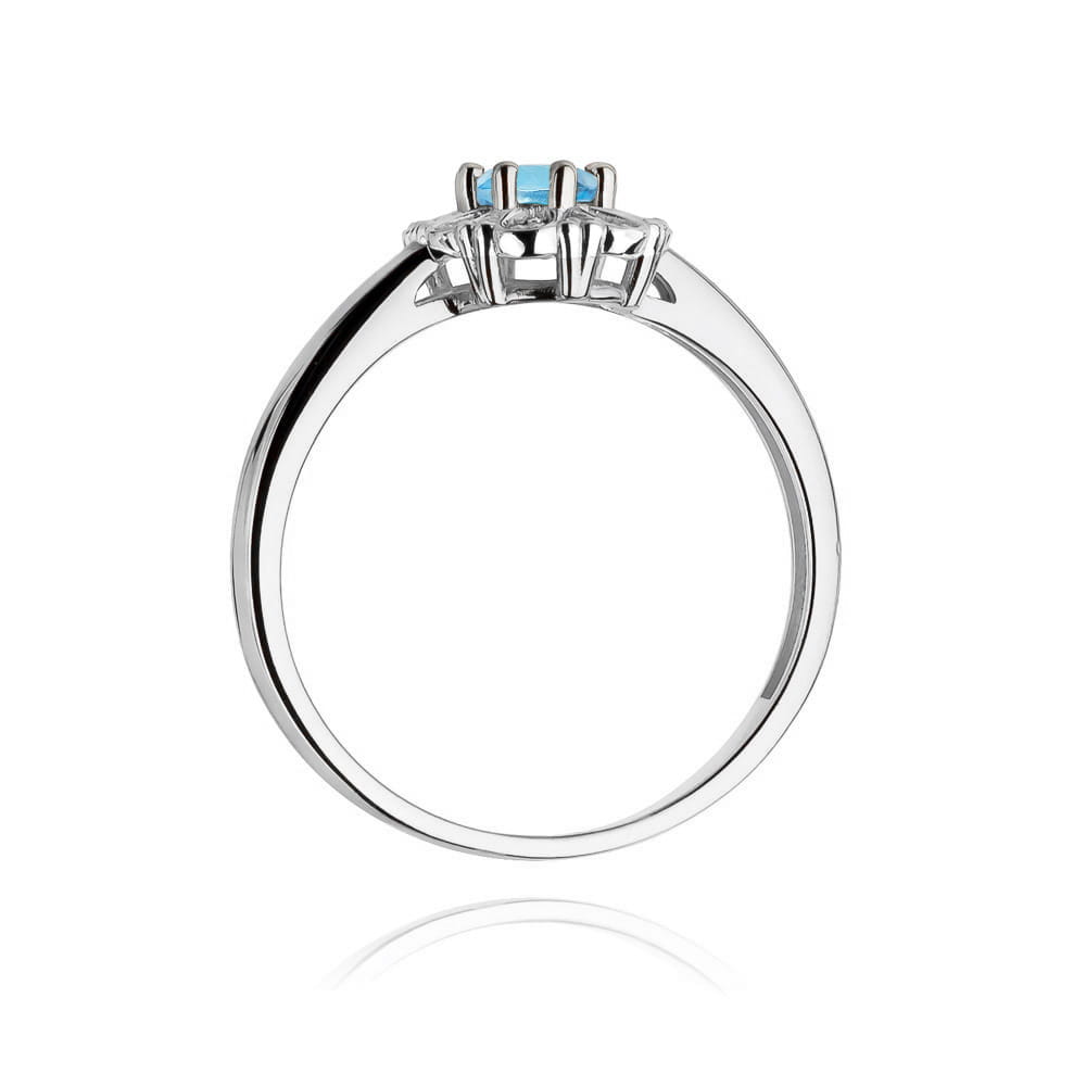 Inel Aur 14K cu Topaz Albastru 0.50 ct si Diamante Naturale 0.06 ct