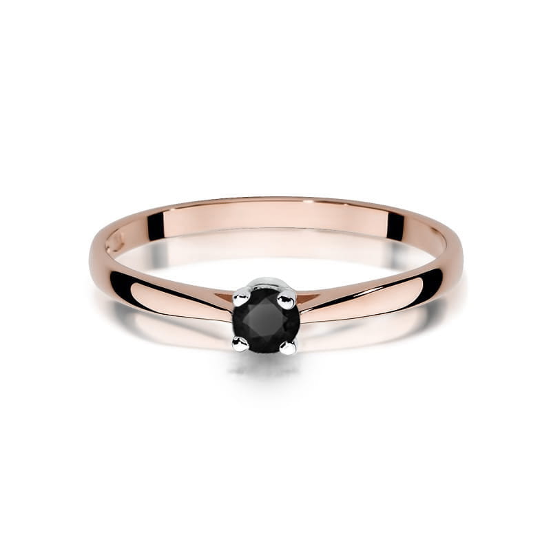 Inel Aur 14K cu Diamante Negre 0.20 ct