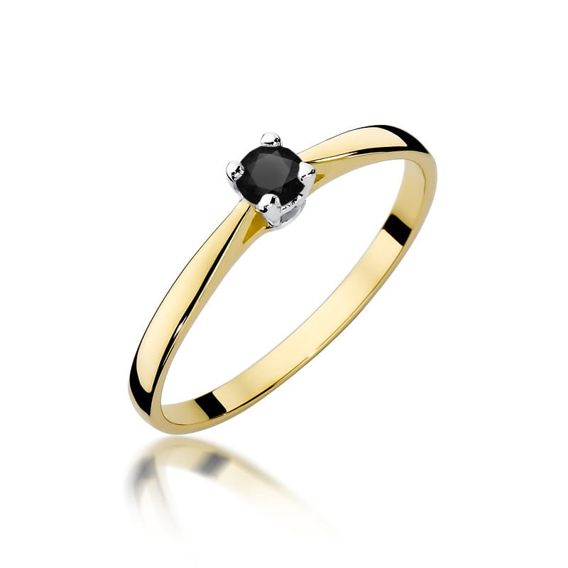 Inel Aur 14K cu Diamante Negre 0.20 ct