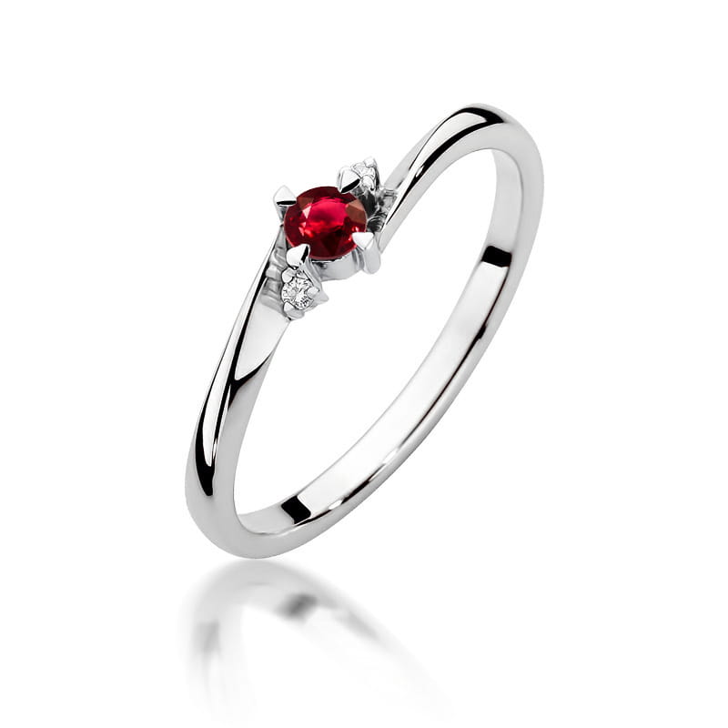 Inel Aur 14k cu Rubin 0.15 ct si Diamante Naturale 0.017 ct