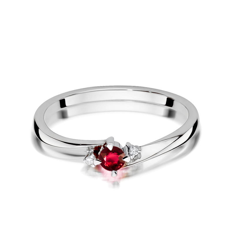 Inel Aur 14k cu Rubin 0.15 ct si Diamante Naturale 0.017 ct
