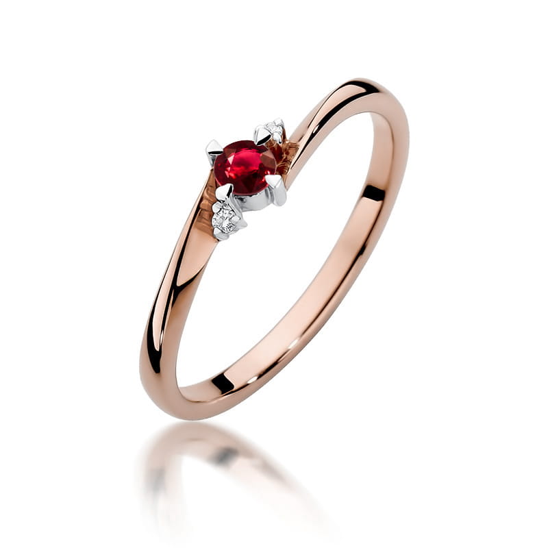 Inel Aur 14k cu Rubin 0.15 ct si Diamante Naturale 0.017 ct