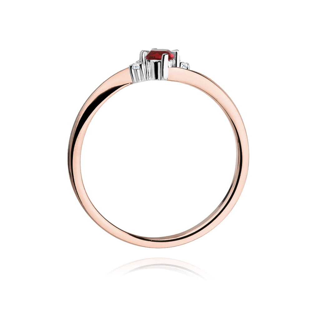 Inel Aur 14k cu Rubin 0.15 ct si Diamante Naturale 0.017 ct