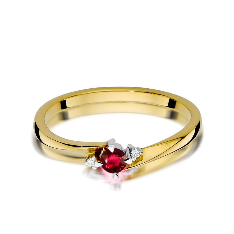 Inel Aur 14k cu Rubin 0.15 ct si Diamante Naturale 0.017 ct