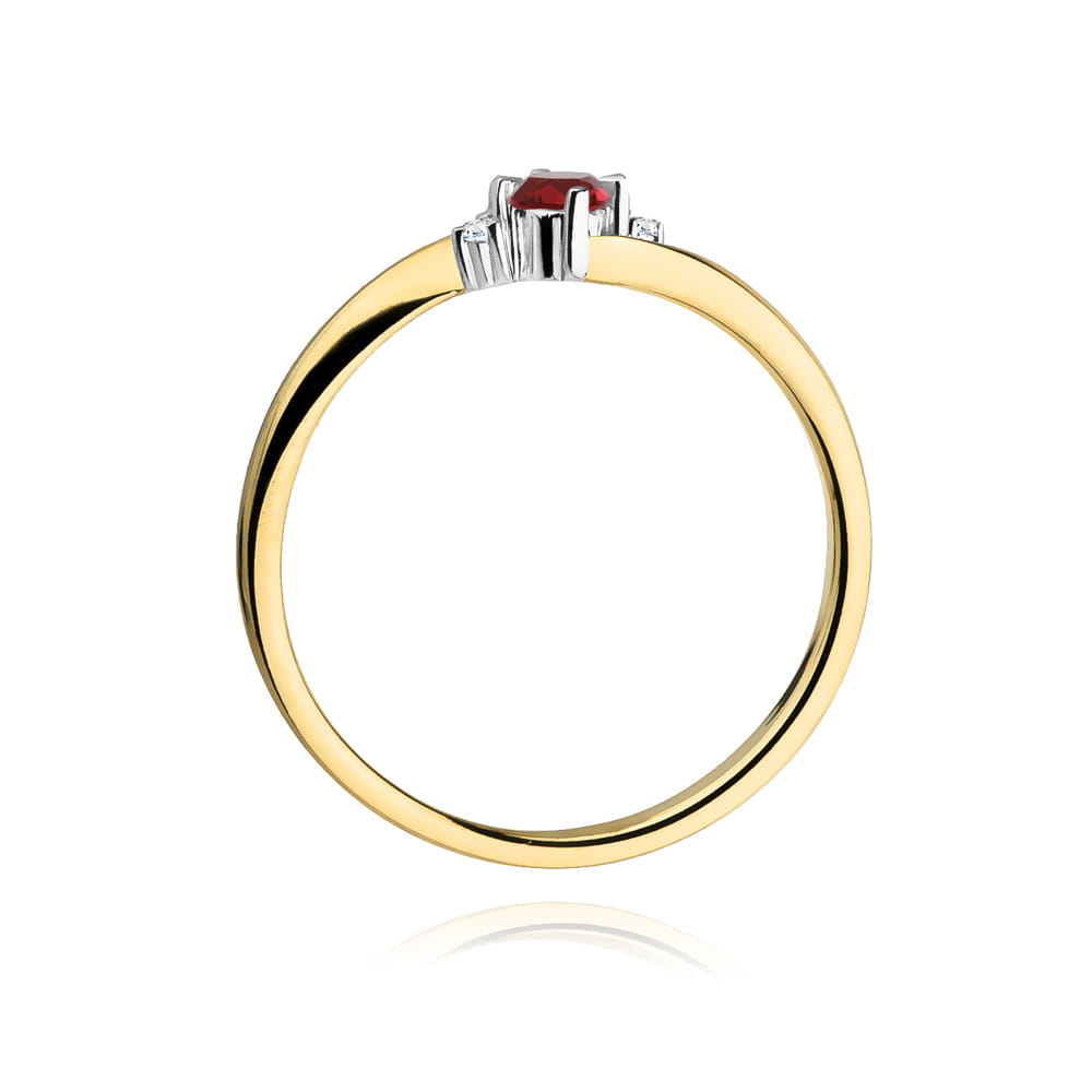 Inel Aur 14k cu Rubin 0.15 ct si Diamante Naturale 0.017 ct