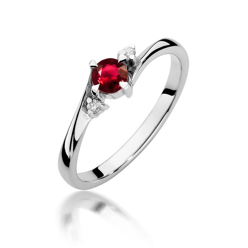 Inel Aur 14k cu Rubin 0.30 ct si Diamante Naturale 0.03 ct