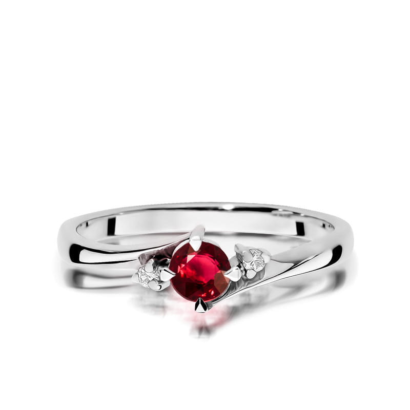 Inel Aur 14k cu Rubin 0.30 ct si Diamante Naturale 0.03 ct