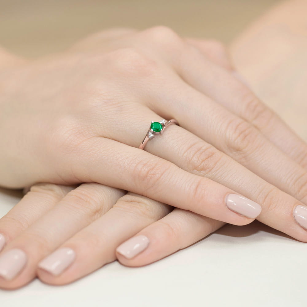 Inel Aur 14K W346B Smarald 0.30ct
