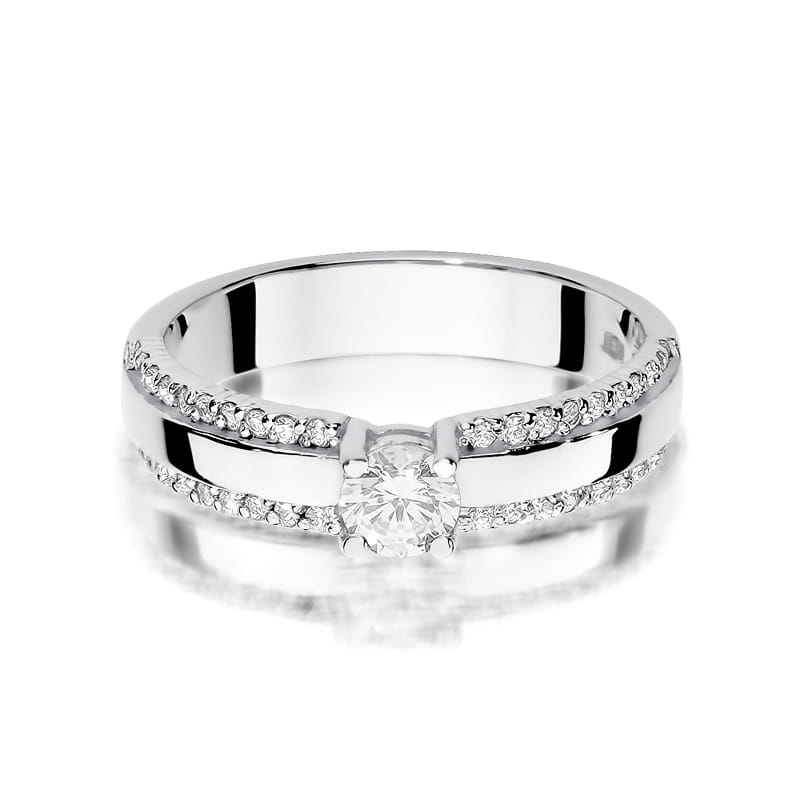 Inel Aur 14k cu Diamante 0.45 ct - Alb