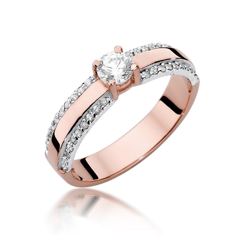 Inel Aur 14k cu Diamante 0.45 ct - Roz