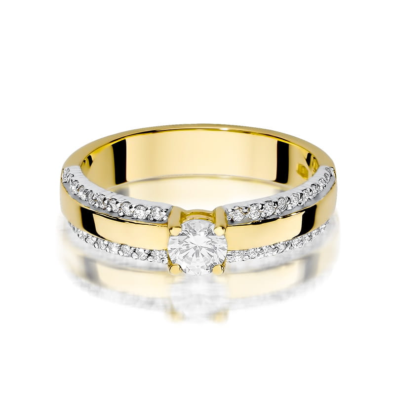 Inel Aur 14k cu Diamante 0.45 ct - Galben