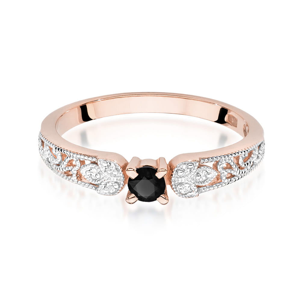 Inel Aur 14K W411 Diamant Negru 0.12ct