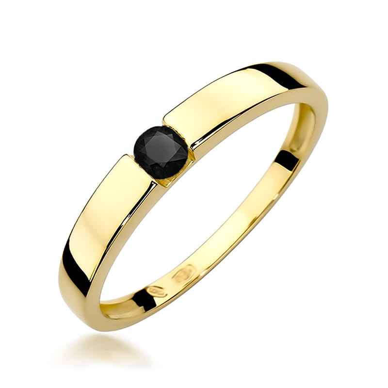 Inel Aur 14K W432 Diamant Negru 0.12ct