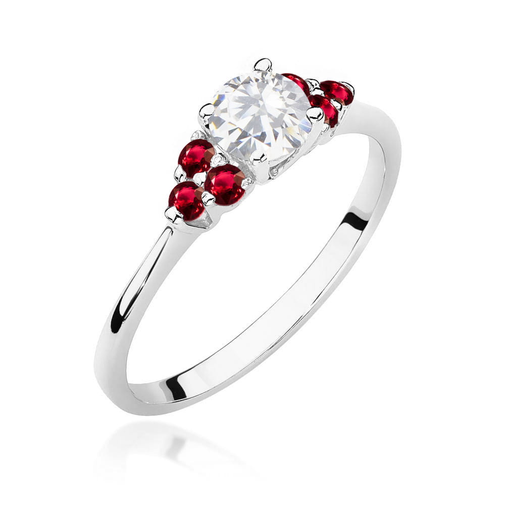 Inel Aur 14k cu Safir Alb 0.50 ct si Rubin 0.30 ct
