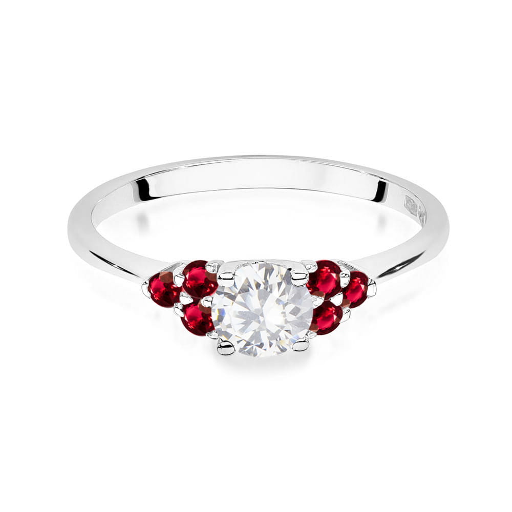 Inel Aur 14k cu Safir Alb 0.50 ct si Rubin 0.30 ct