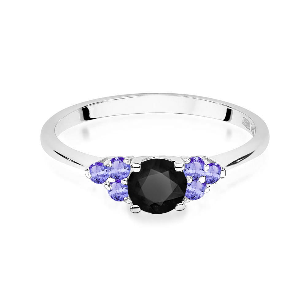 Inel Aur 14K cu Diamant Negru 0.50 ct si Tanzanit 0.30 ct