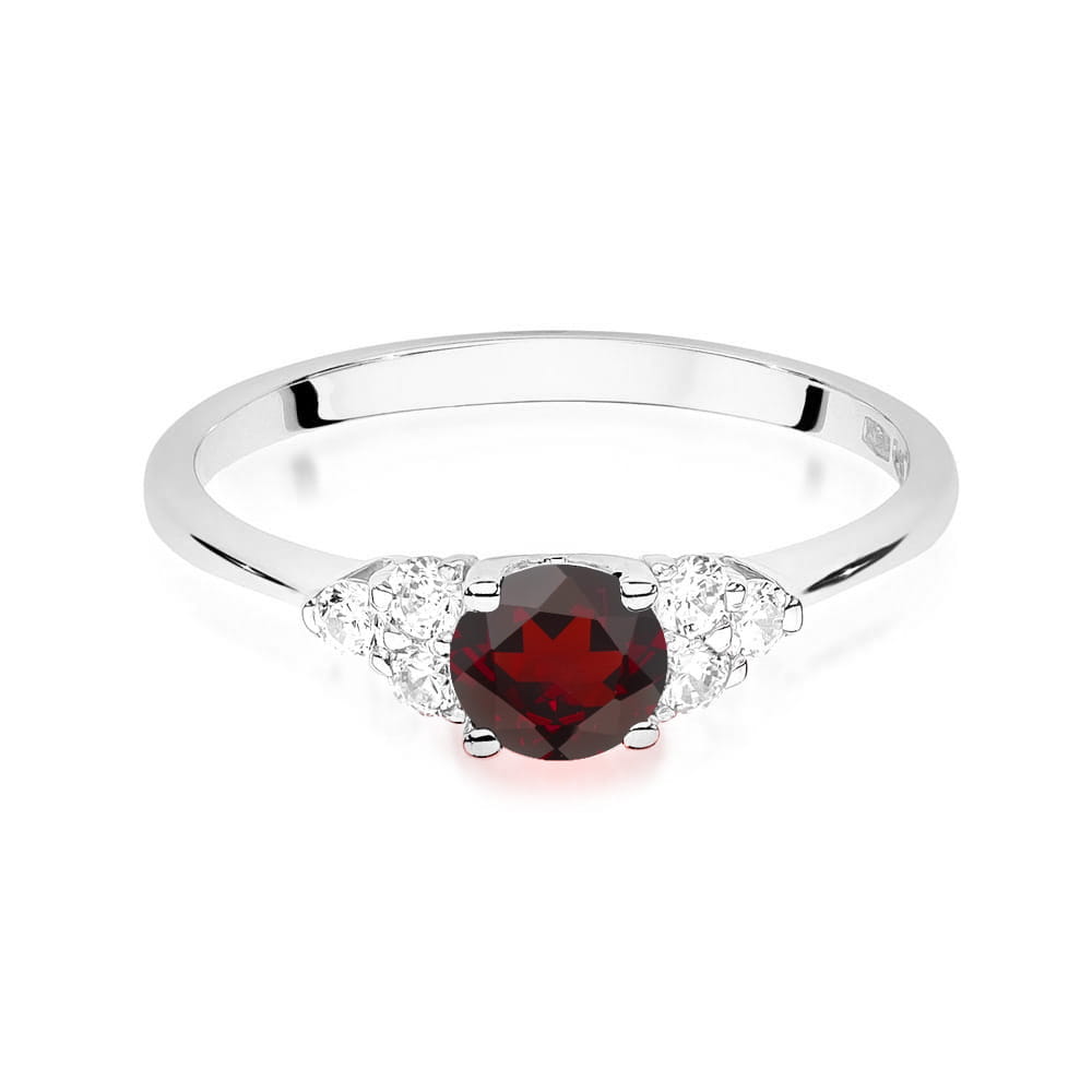 Inel Aur 14K cu Granat 0.60 ct si Diamante 0.18 ct