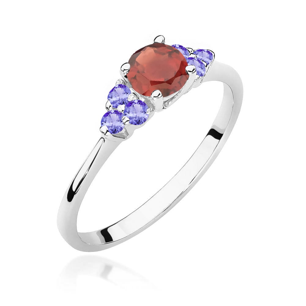 Inel Aur 14K cu Granat 0.50 ct si Tanzanit 0.30 ct