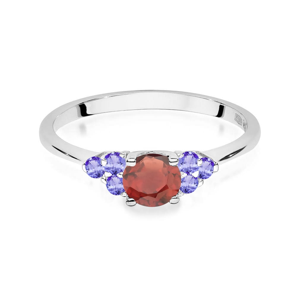 Inel Aur 14K cu Granat 0.50 ct si Tanzanit 0.30 ct