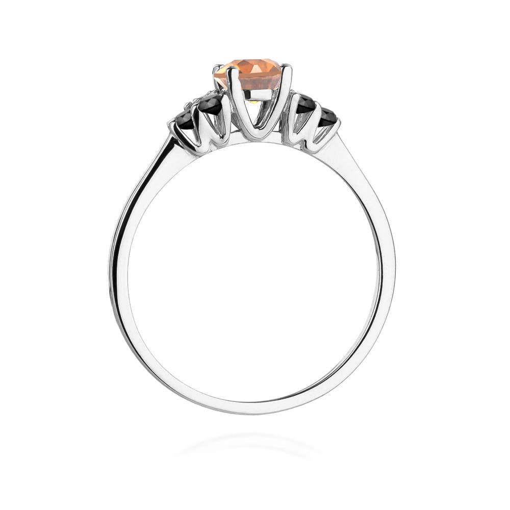Inel Aur 14K cu Morganit 0.40 ct si Diamant Negru 0.18 ct