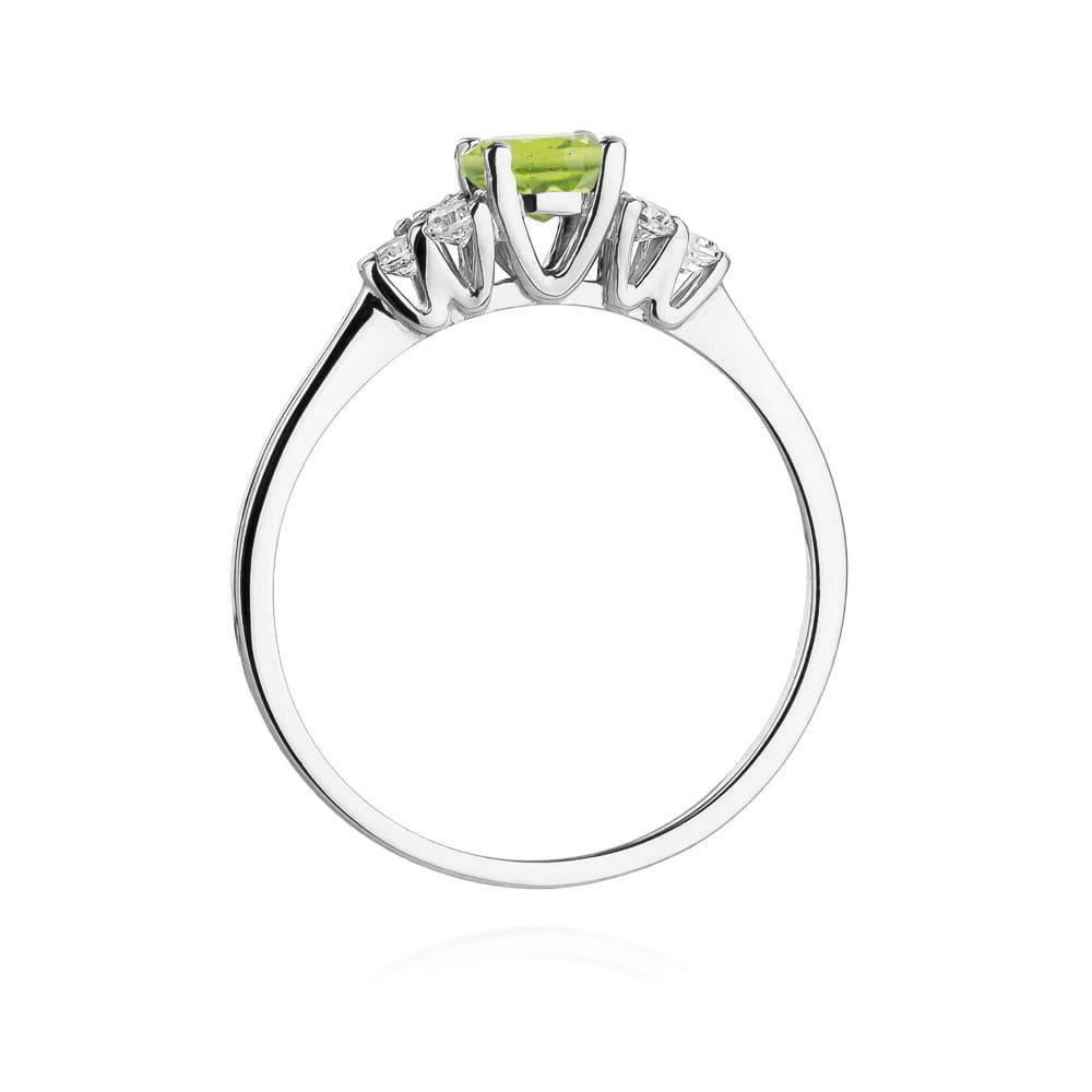 Inel Aur 14K cu Peridot 0.60 ct si Diamante 0.18 ct
