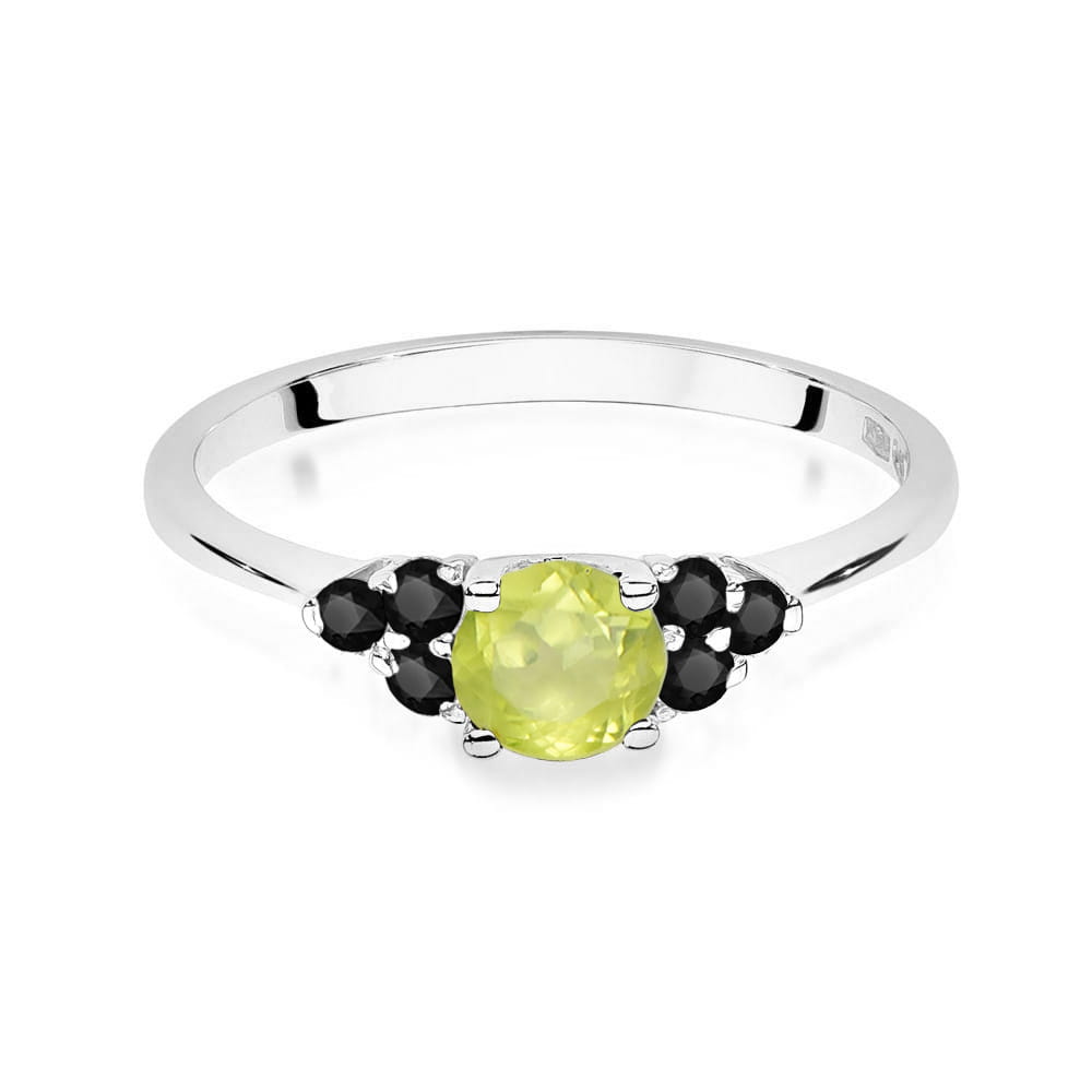 Inel Aur 14K cu Peridot 0.60 ct si Diamante Negre 0.18 ct