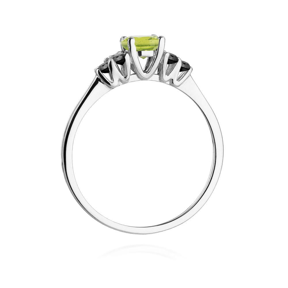 Inel Aur 14K cu Peridot 0.60 ct si Diamante Negre 0.18 ct