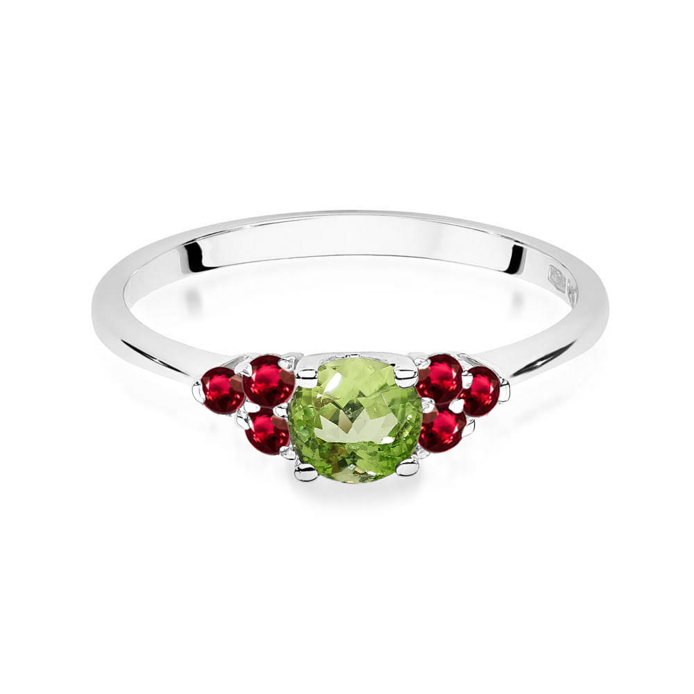 Inel Aur 14K cu Peridot 0.60 ct si Rubin 0.30 ct