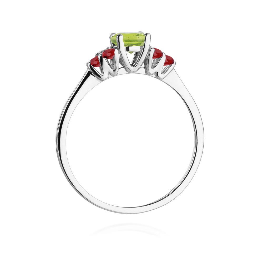 Inel Aur 14K cu Peridot 0.60 ct si Rubin 0.30 ct