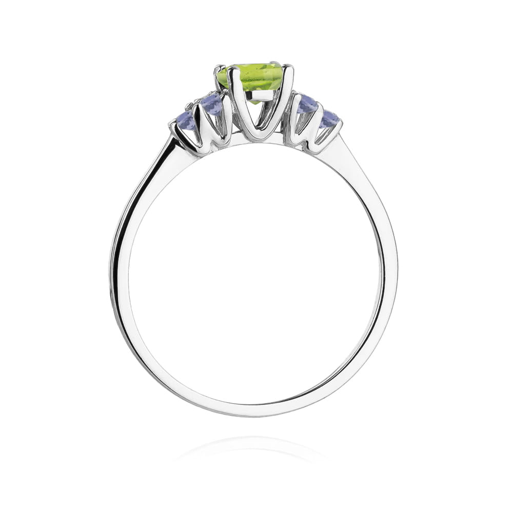 Inel Aur 14K cu Peridot 0.60 ct si Tanzanit 0.30 ct