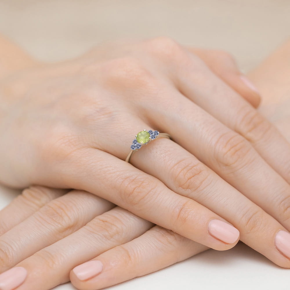 Inel Aur 14K cu Peridot 0.60 ct si Tanzanit 0.30 ct
