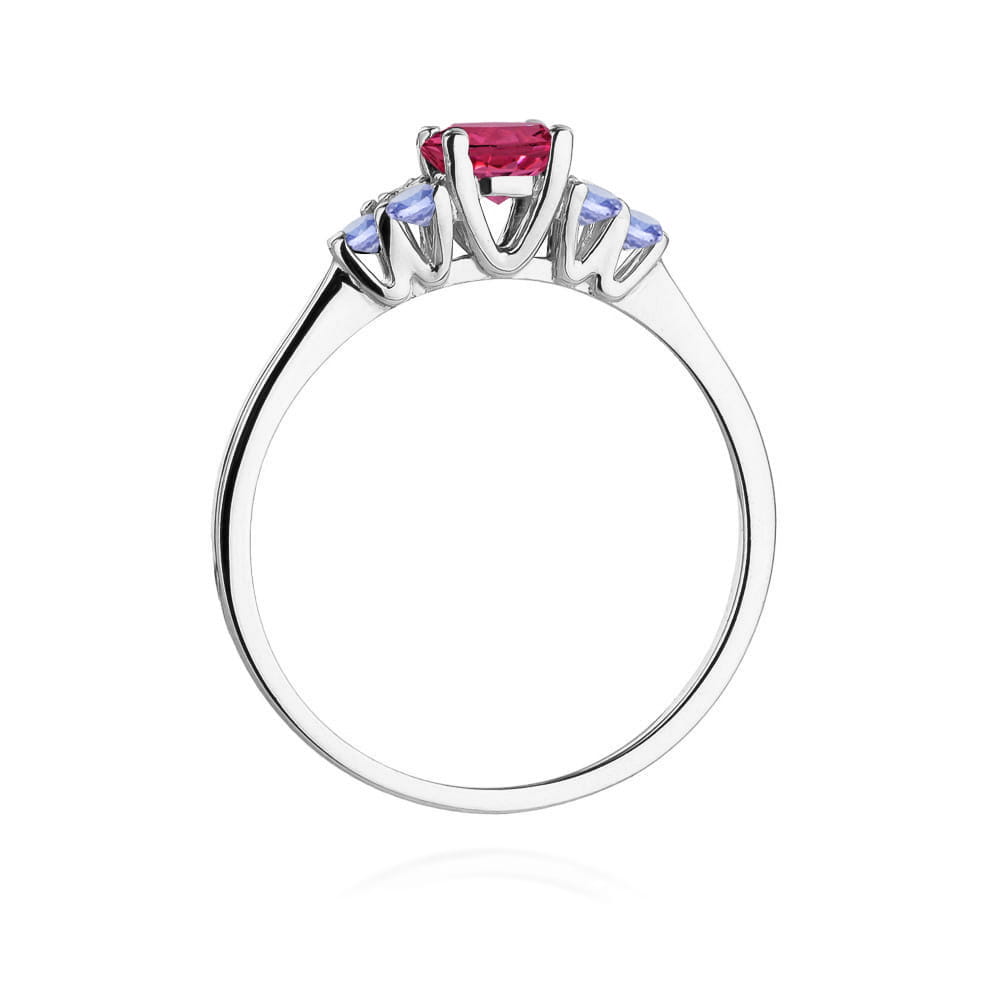 Inel Aur 14K cu Rodolit 0.60 ct si Tanzanit 0.30 ct