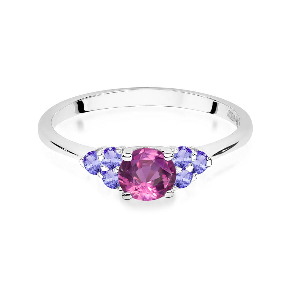 Inel Aur 14K cu Topaz Roz 0.60 ct si Tanzanit 0.30 ct