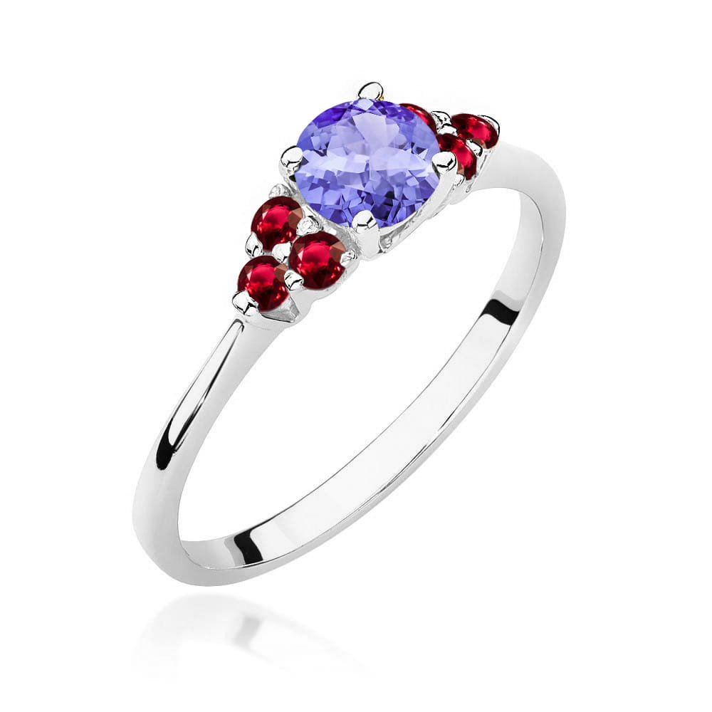 Inel Aur 14K cu Tanzanit 0.50 ct si Rubin 0.30 ct