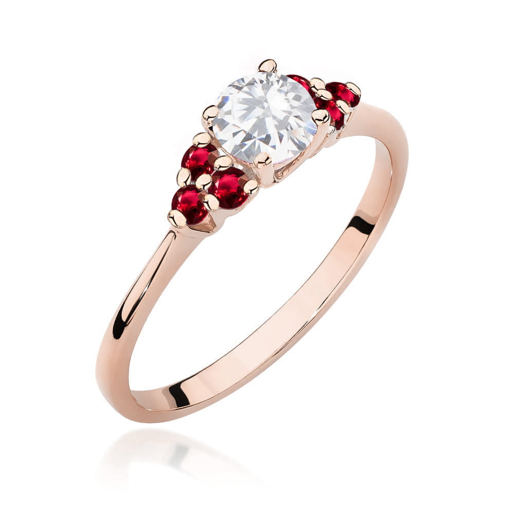 Inel Aur 14k cu Safir Alb 0.50 ct si Rubin 0.30 ct