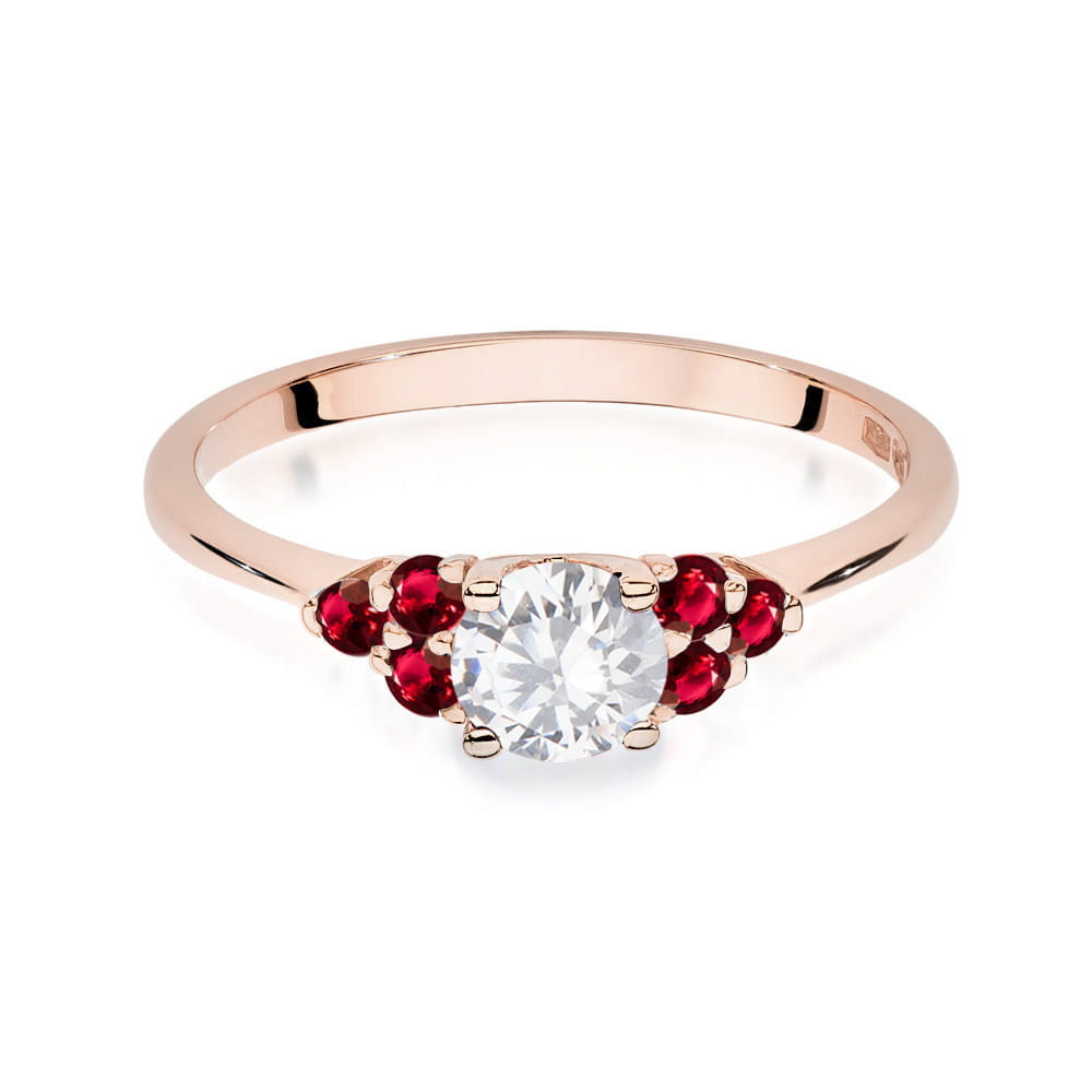 Inel Aur 14k cu Safir Alb 0.50 ct si Rubin 0.30 ct