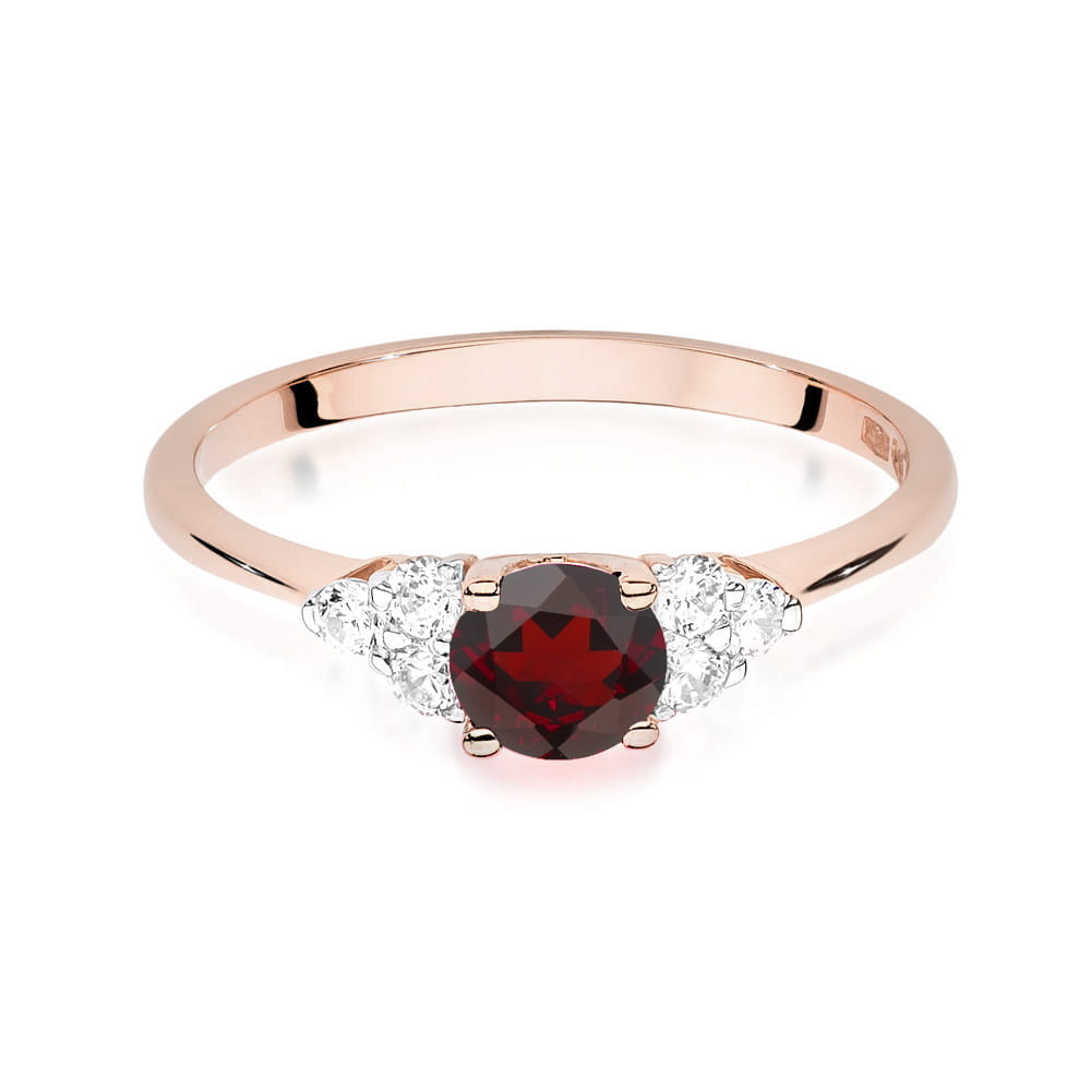 Inel Aur 14K cu Granat 0.60 ct si Diamante 0.18 ct