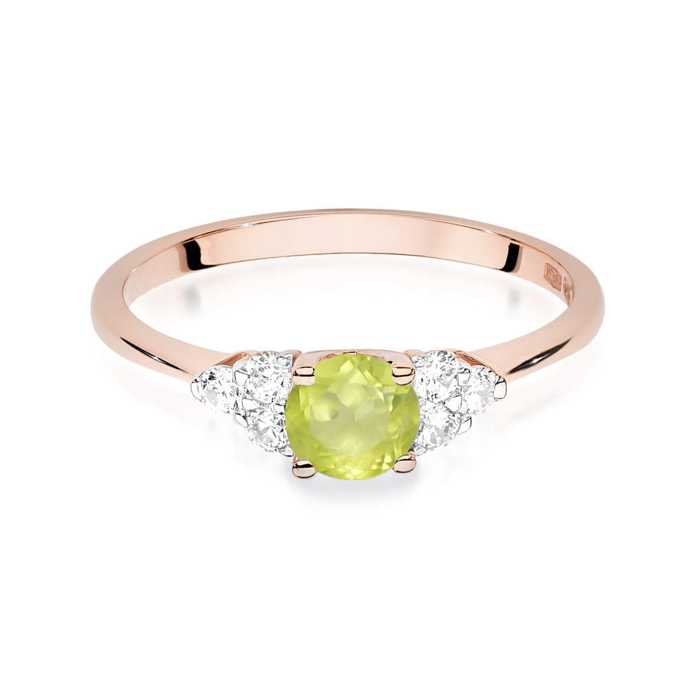 Inel Aur 14K cu Peridot 0.60 ct si Diamante 0.18 ct