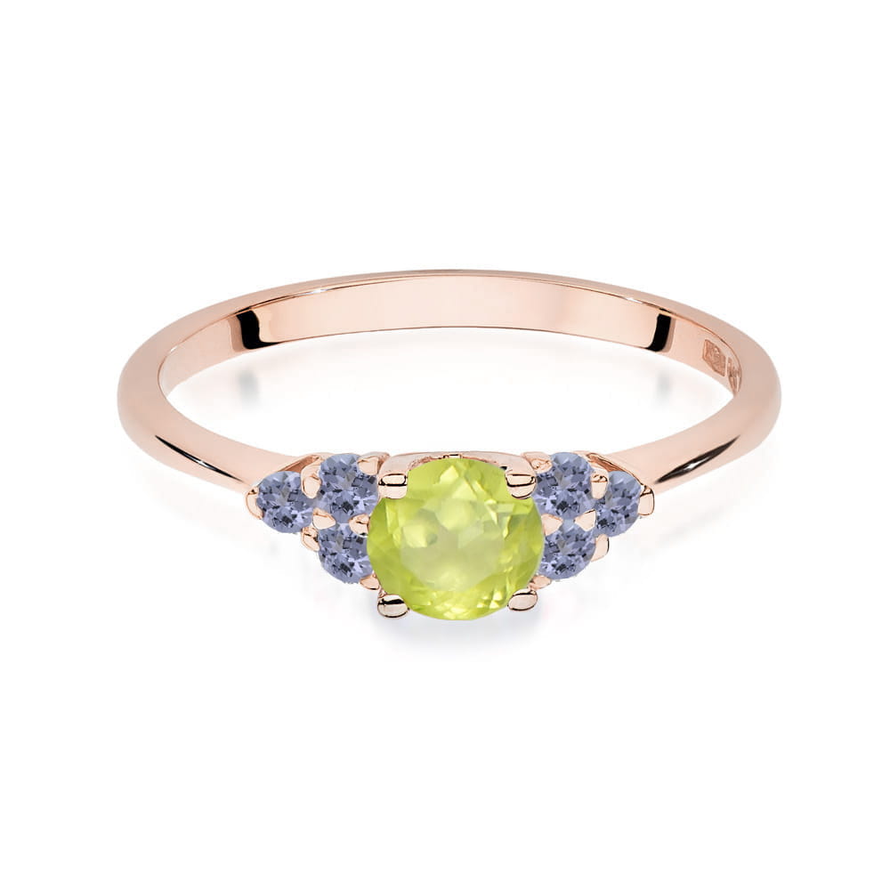 Inel Aur 14K cu Peridot 0.60 ct si Tanzanit 0.30 ct