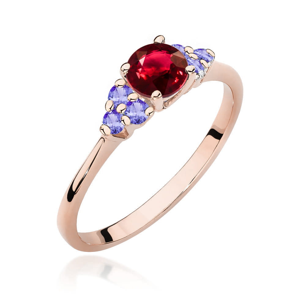 Inel Aur 14K cu Rubin 0.60 ct si Tanzanit 0.30 ct