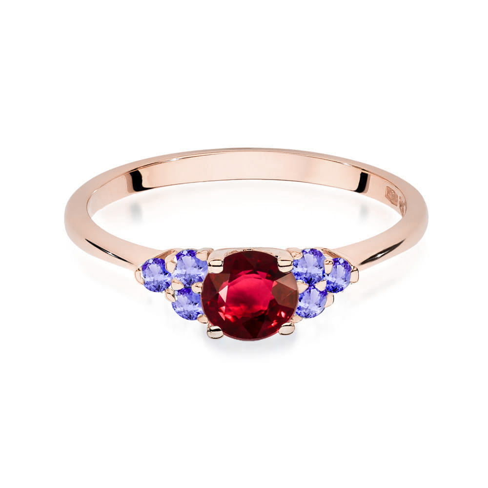 Inel Aur 14K cu Rubin 0.60 ct si Tanzanit 0.30 ct