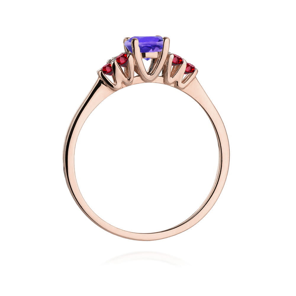 Inel Aur 14K cu Tanzanit 0.50 ct si Rubin 0.30 ct