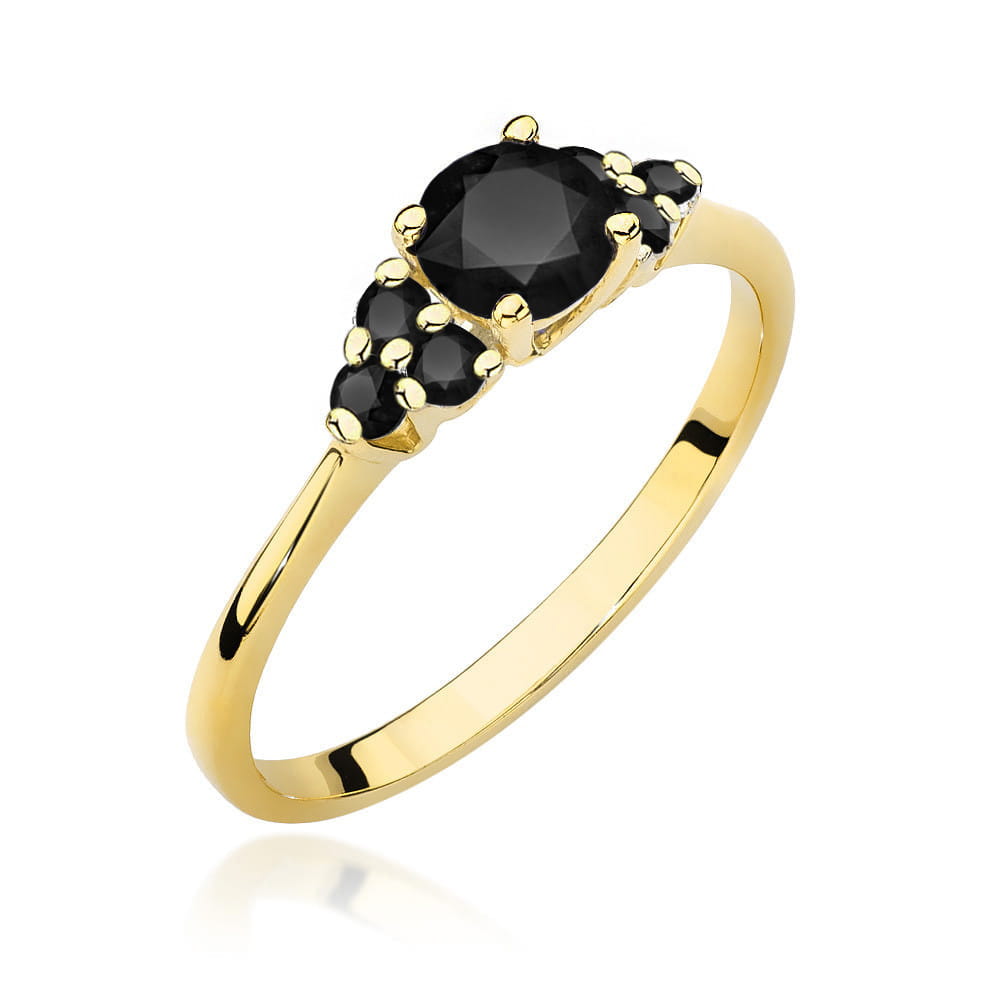 Inel Aur 14K cu Diamante Negre 0.68 ct