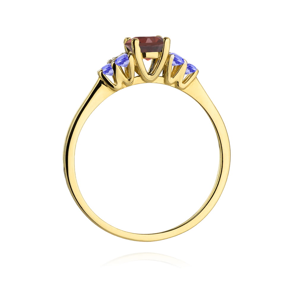 Inel Aur 14K cu Granat 0.50 ct si Tanzanit 0.30 ct