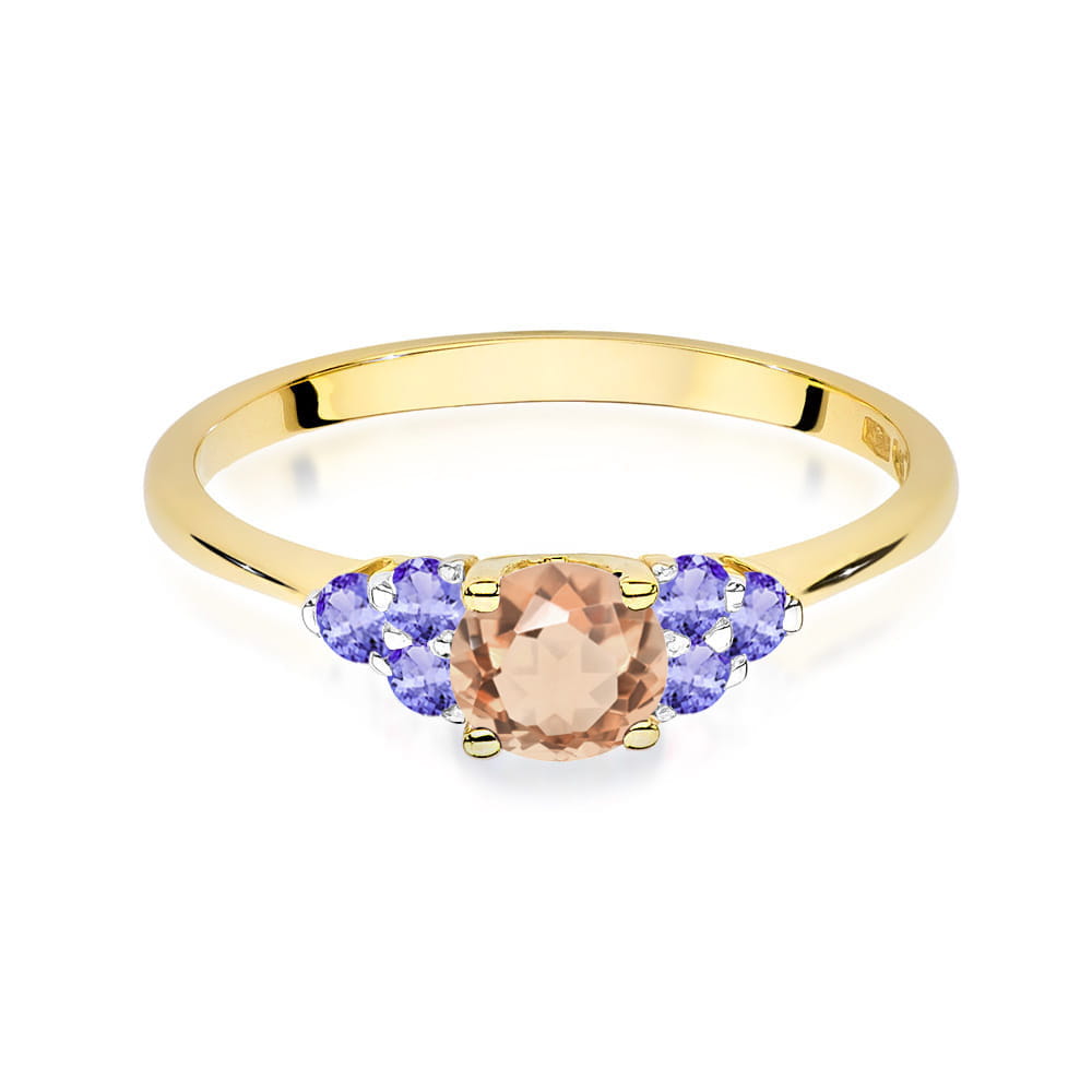 Inel Aur 14K cu Morganit 0.40 ct si Tanzanit 0.30 ct