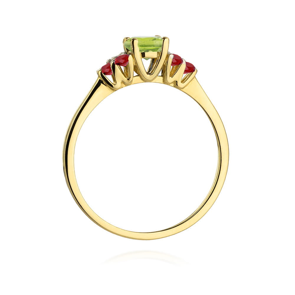 Inel Aur 14K cu Peridot 0.60 ct si Rubin 0.30 ct