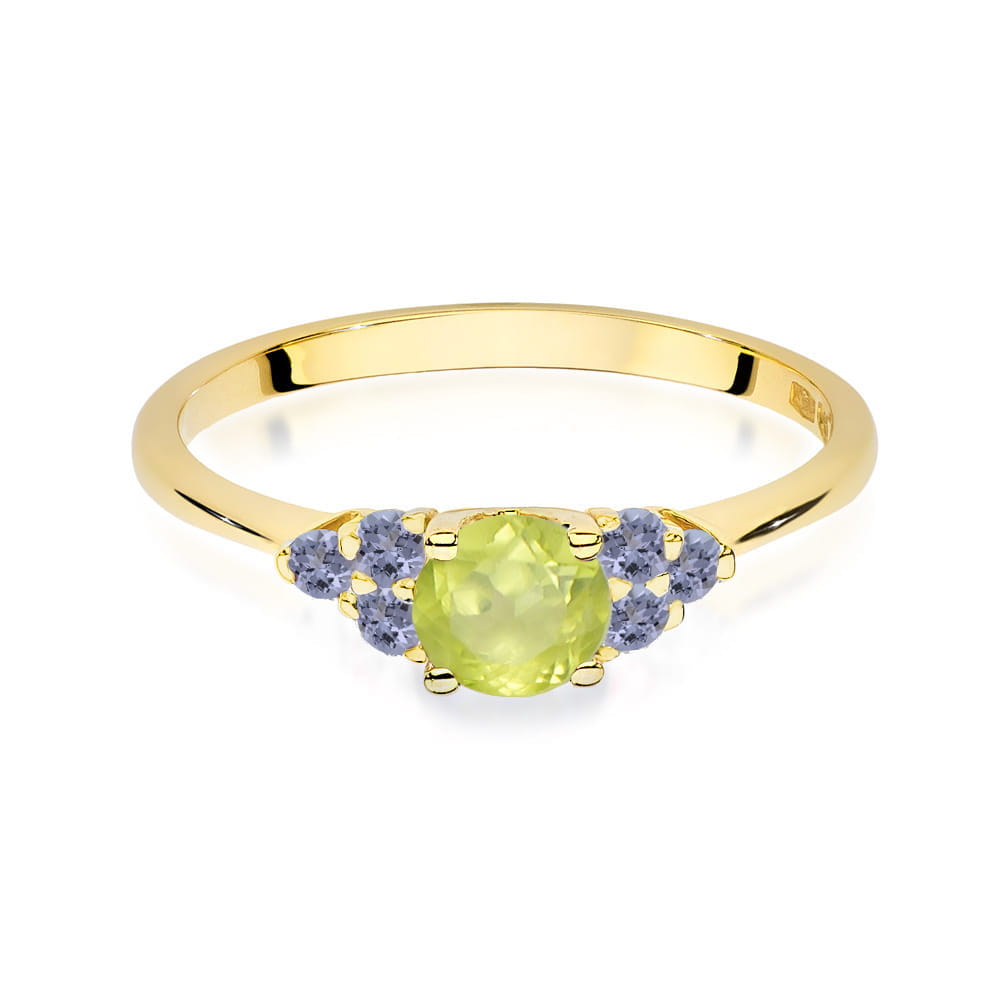 Inel Aur 14K cu Peridot 0.60 ct si Tanzanit 0.30 ct
